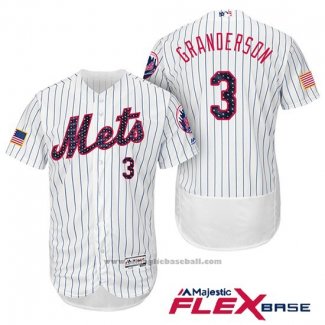 Maglia Baseball Uomo New York Mets 2017 Stelle e Strisce Curtis Granderson Bianco Flex Base