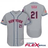 Maglia Baseball Uomo New York Mets 2017 Stelle e Strisce Lucas Duda Grigio Flex Base