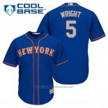 Maglia Baseball Uomo New York Mets David Wright 5 Blu Alternato Home Cool Base