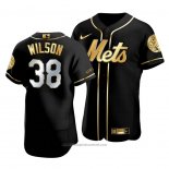 Maglia Baseball Uomo New York Mets Justin Wilson Golden Edition Autentico Nero