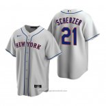 Maglia Baseball Uomo New York Mets Max Scherzer Replica Road Grigio