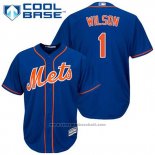 Maglia Baseball Uomo New York Mets Mookie Wilson 1 Blu Alternato Home Cool Base