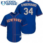 Maglia Baseball Uomo New York Mets Noah Syndergaard 34 Blu Alternato Cool Base