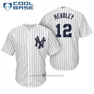 Maglia Baseball Uomo New York Yankees 2017 Stelle e Strisce Chase Headley Bianco Cool Base