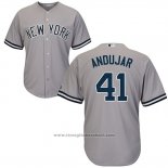 Maglia Baseball Uomo New York Yankees Miguel Andujar Grigio Road