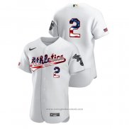 Maglia Baseball Uomo Oakland Athletics Khris Davis 2020 Stars & Stripes 4th of July Bianco