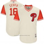 Maglia Baseball Uomo Philadelphia Phillies 2017 Little League World Series Cesar Hernandez Tan