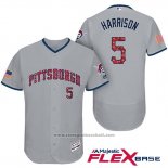 Maglia Baseball Uomo Pittsburgh Pirates 2017 Stelle e Strisce Josh Harrison Grigio Flex Base