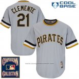 Maglia Baseball Uomo Pittsburgh Pirates Roberto Clemente 21 Grigio Cool Base Cooperstown