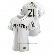 Maglia Baseball Uomo Pittsburgh Pirates Roberto Clemente Golden Edition Autentico Bianco