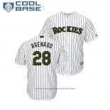 Maglia Baseball Uomo Rockies Nolan Arenado 2018 Memorial Day Cool Base Bianco
