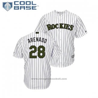 Maglia Baseball Uomo Rockies Nolan Arenado 2018 Memorial Day Cool Base Bianco