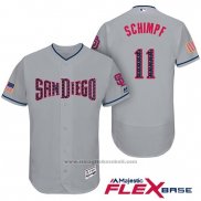Maglia Baseball Uomo San Diego Padres 2017 Stelle e Strisce Ryan Schimpf Grigio Flex Base
