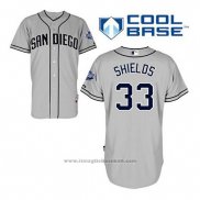 Maglia Baseball Uomo San Diego Padres James Shields 33 Grigio Cool Base