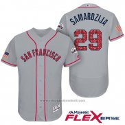 Maglia Baseball Uomo San Francisco Giants 2017 Stelle e Strisce Jeff Samardzija Grigio Flex Base