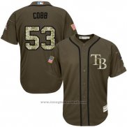 Maglia Baseball Uomo Tampa Bay Rays 53 Alex Cobb Verde Salute To Service