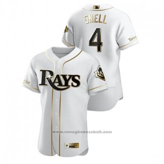 Maglia Baseball Uomo Tampa Bay Rays Blake Snell Golden Edition Autentico Bianco