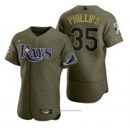 Maglia Baseball Uomo Tampa Bay Rays Brett Phillips Camouflage Digitale Verde 2021 Salute To Service