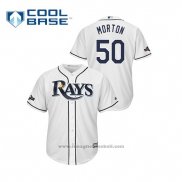 Maglia Baseball Uomo Tampa Bay Rays Charlie Morton 2019 Postseason Cool Base Bianco