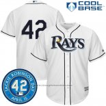 Maglia Baseball Uomo Tampa Bay Rays Jackie Robinson Cool Base Bianco