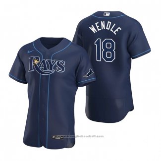 Maglia Baseball Uomo Tampa Bay Rays Joey Wendle Autentico Alternato 2020 Blu