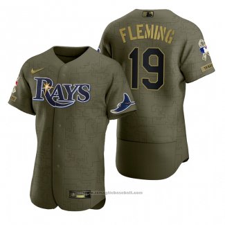 Maglia Baseball Uomo Tampa Bay Rays Josh Fleming Camouflage Digitale Verde 2021 Salute To Service