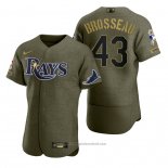 Maglia Baseball Uomo Tampa Bay Rays Mike Brosseau Camouflage Digitale Verde 2021 Salute To Service