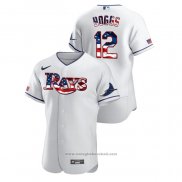 Maglia Baseball Uomo Tampa Bay Rays Wade Boggs 2020 Stars & Stripes 4th of July Bianco