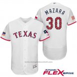 Maglia Baseball Uomo Texas Rangers 2017 Stelle e Strisce Nomar Mazara Bianco Flex Base