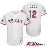 Maglia Baseball Uomo Texas Rangers 2017 Stelle e Strisce Rougned Odor Bianco Flex Base