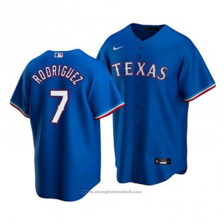 Maglia Baseball Uomo Texas Rangers Ivan Rodriguez Alternato Replica Blu