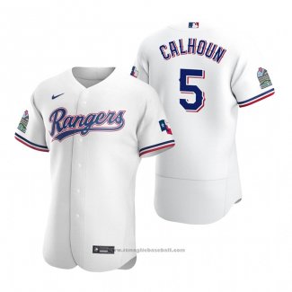 Maglia Baseball Uomo Texas Rangers Willie Calhoun Autentico Home Bianco