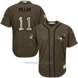 Maglia Baseball Uomo Toronto Blue Jays 11 Kevin Pillar Verde Salute To Service