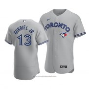 Maglia Baseball Uomo Toronto Blue Jays Lourdes Gurriel Jr. Autentico Road Grigio