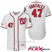 Maglia Baseball Uomo Washington Nationals 2017 Postseason Gio Gonzalez Bianco Flex Base