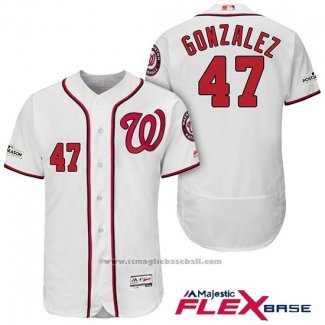 Maglia Baseball Uomo Washington Nationals 2017 Postseason Gio Gonzalez Bianco Flex Base