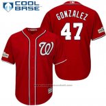 Maglia Baseball Uomo Washington Nationals 2017 Postseason Gio Gonzalez Rosso Cool Base