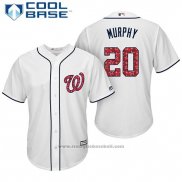 Maglia Baseball Uomo Washington Nationals 2017 Stelle e Strisce Daniel Murphy Bianco Cool Base