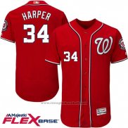 Maglia Baseball Uomo Washington Nationals Bryce Harper 34 Rosso Flex Base Autentico Collection Giocatore