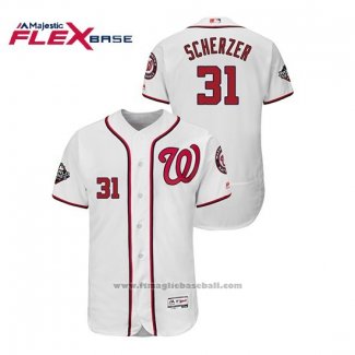 Maglia Baseball Uomo Washington Nationals Max Scherzer 2019 World Series Bound Flex Base Bianco