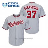 Maglia Baseball Uomo Washington Nationals Stephen Strasburg 37 Grigio Cool Base