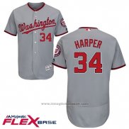 Maglia Baseball Uomo Washington Nationals Wanshington Bryce Harper Grigio Flex Base Autentico Collection