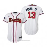 Maglia Baseball Bambino Atlanta Braves Ronald Acuna Jr. Replica Primera Bianco