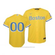 Maglia Baseball Bambino Boston Red Sox Personalizzate 2021 City Connect Replica Or