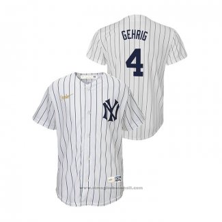 Maglia Baseball Bambino New York Yankees Lou Gehrig Cooperstown Collection Home Bianco