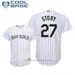 Maglia Baseball Bambino Rockies Trevor Story Cool Base Home Replica Bianco