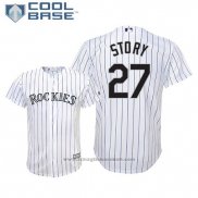 Maglia Baseball Bambino Rockies Trevor Story Cool Base Home Replica Bianco