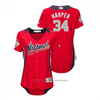 Maglia Baseball Donna All Star Bryce Harper 2018 Home Run Derby National League Rosso
