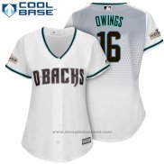 Maglia Baseball Donna Arizona Diamondbacks 2017 Postseason 16 Chris Owings Bianco Cool Base