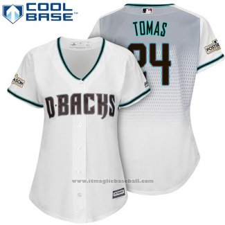 Maglia Baseball Donna Arizona Diamondbacks 2017 Postseason 24 Yasmany Tomas Bianco Cool Base